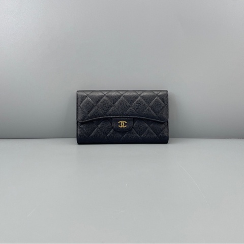 【經典保值✨入門之選❤️全網最低價】Chanel香奈兒黑金荔枝牛皮 長款cf錢包