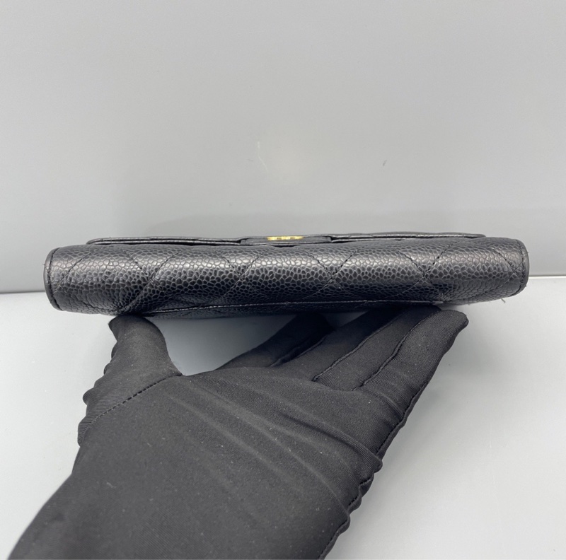 【經典保值✨入門之選❤️全網最低價】Chanel香奈兒黑金荔枝牛皮 長款cf錢包-2