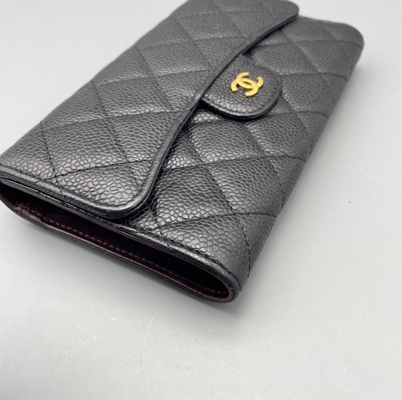 【經典保值✨入門之選❤️全網最低價】Chanel香奈兒黑金荔枝牛皮 長款cf錢包-4