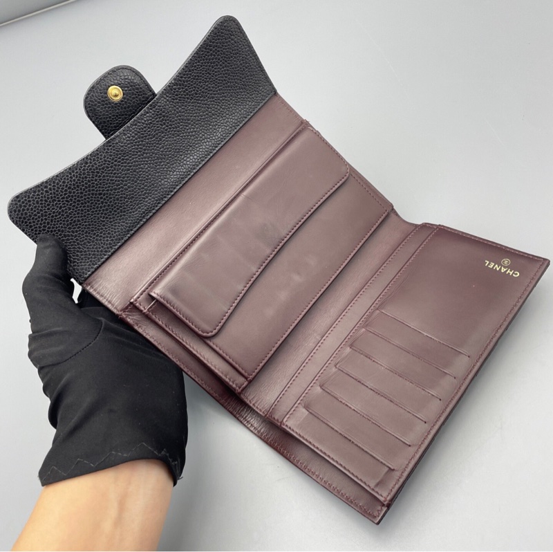 【經典保值✨入門之選❤️全網最低價】Chanel香奈兒黑金荔枝牛皮 長款cf錢包-8