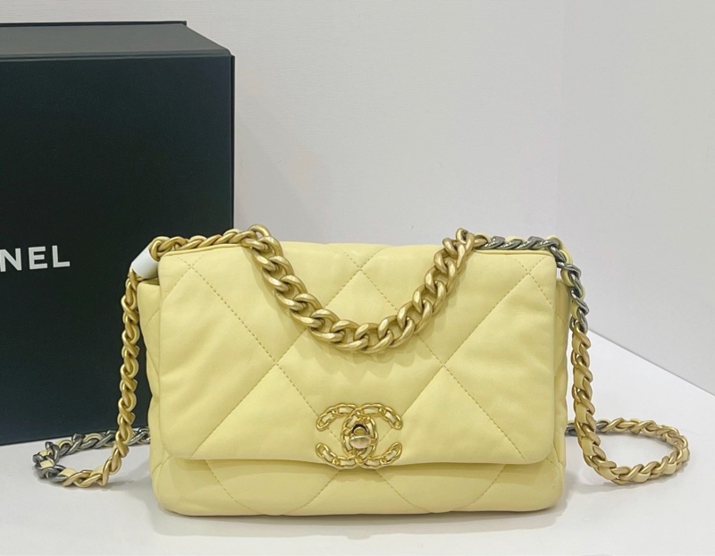 【96新 ✨ 全網最低價!】Chanel 香奈兒 小鴨黃色 金扣19bag 小號 (下單前先詢問庫存❗️)-1