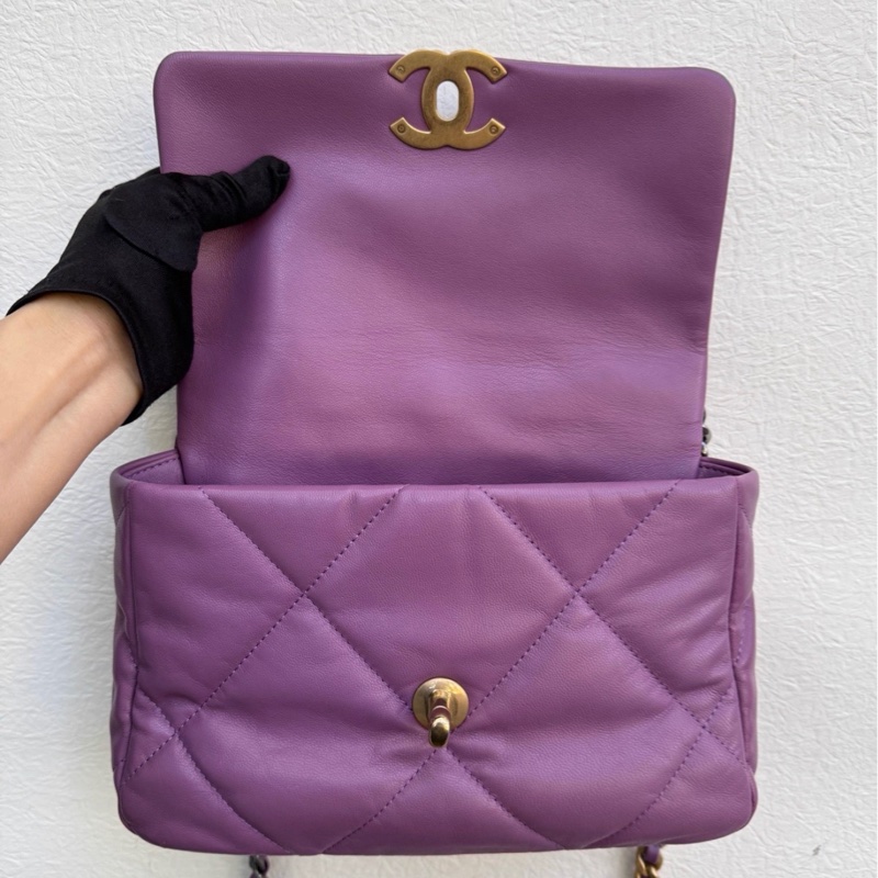 【97新 ✨ 全網最低價！】Chanel 香奈兒  薰衣草紫色 金扣19bag 小號 （下單前先詢問庫存❗️）-4
