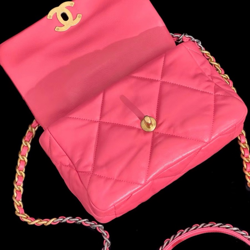 【98新 ✨ 全網最低價！】CHANEL 香奈兒 蜜桃粉紅色 金扣19bag小號 單肩斜挎包 （下單前先詢問庫存❗️）-3