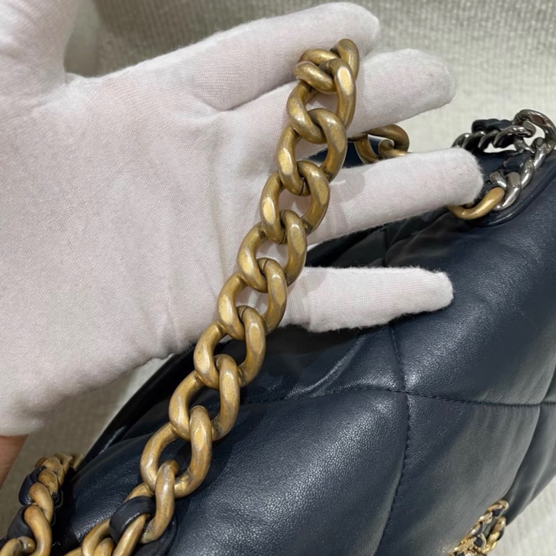 【98新 ✨ 全網最低價!】CHANEL 香奈兒 深藍色 金扣19bag小號 單肩斜挎包 (下單前先詢問庫存❗️)-7