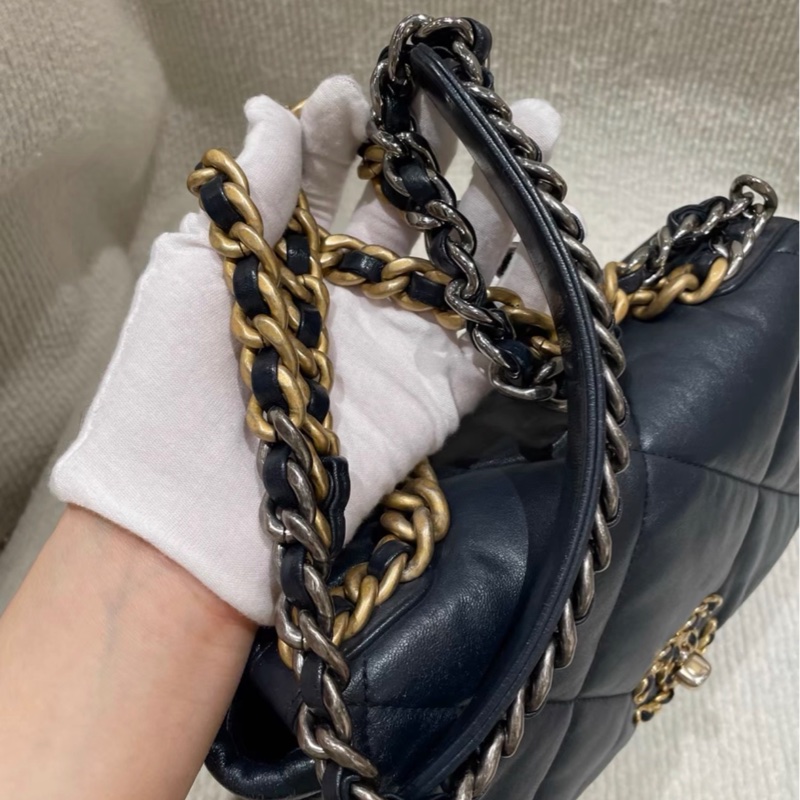 【98新 ✨ 全網最低價!】CHANEL 香奈兒 深藍色 金扣19bag小號 單肩斜挎包 (下單前先詢問庫存❗️)-8