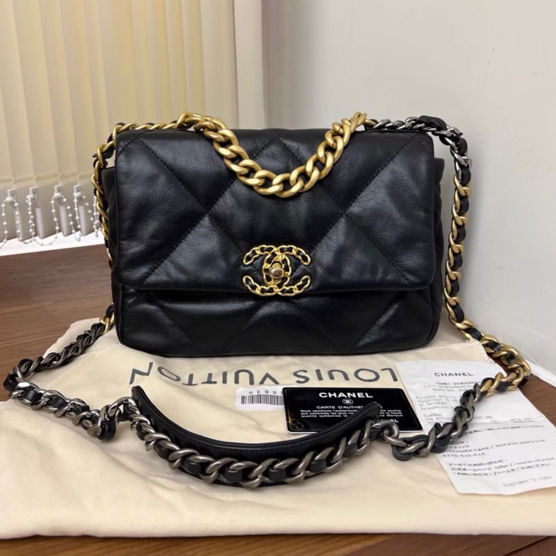 【96新 ✨ 全網最低價！】Chanel香奈兒 19bag small 黑金 小號（下單前先詢問庫存❗️）-0