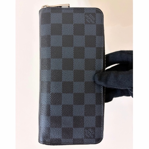 🔥好看實用 LV 路易威登 Louis Vuitton 藍黑棋盤格拉鏈10卡 長夾