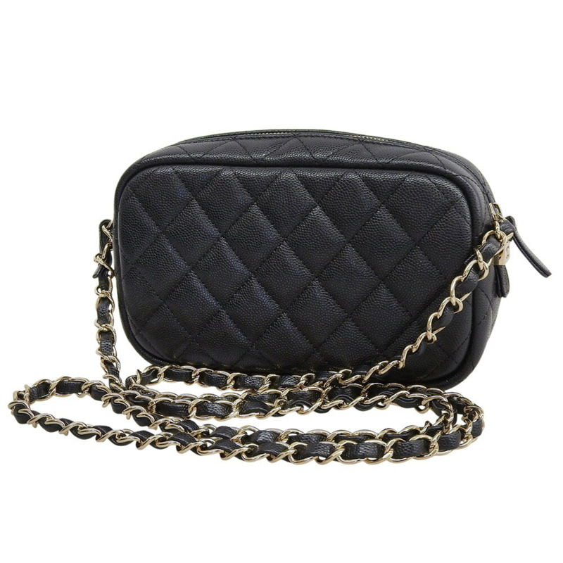 香奈兒 (CHANEL) Matelasse 相機包 A91796 Seal 26 系列單肩背包,魚子醬紋皮革,黑色-1