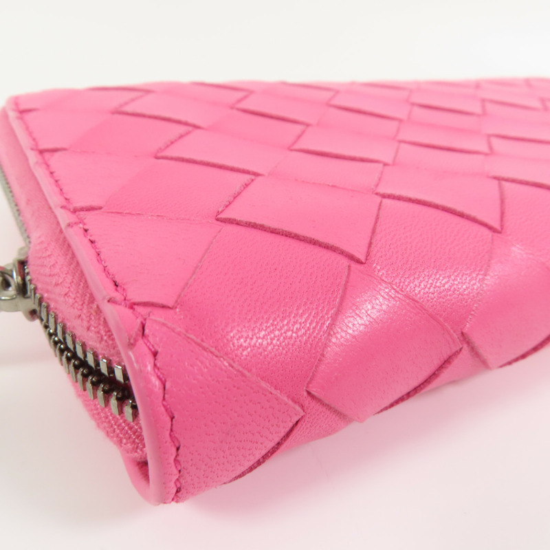 BOTTEGA VENETA 織紋皮革Round Long Wallet銀扣拉鏈長錢包-4