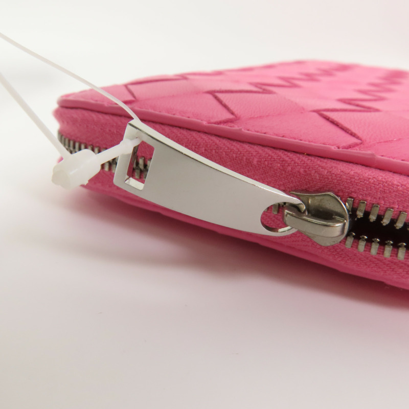 BOTTEGA VENETA 織紋皮革Round Long Wallet銀扣拉鏈長錢包-8