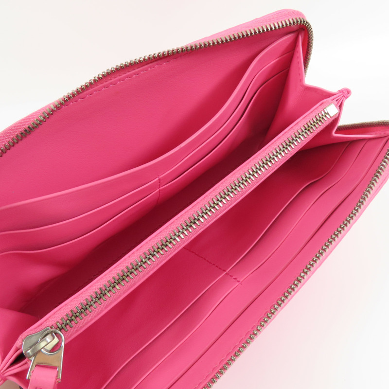 BOTTEGA VENETA 織紋皮革Round Long Wallet銀扣拉鏈長錢包-9