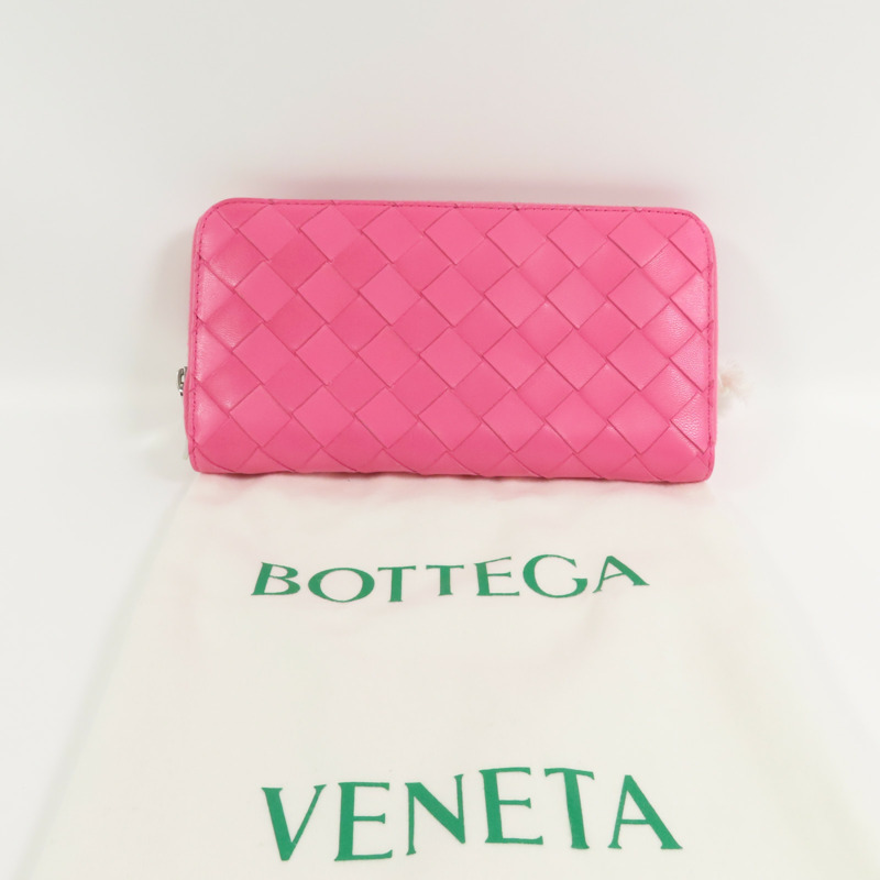 BOTTEGA VENETA 織紋皮革Round Long Wallet銀扣拉鏈長錢包-12