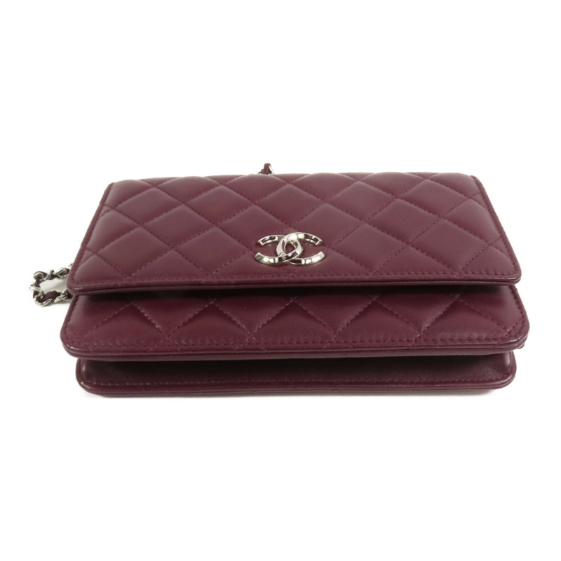 CHANEL 羊皮皮革Wallet On Chain銀扣鏈帶肩背袋-3