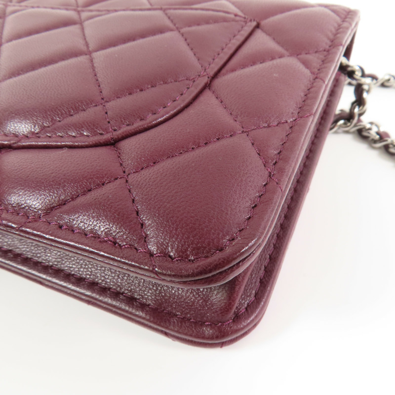 CHANEL 羊皮皮革Wallet On Chain銀扣鏈帶肩背袋-8