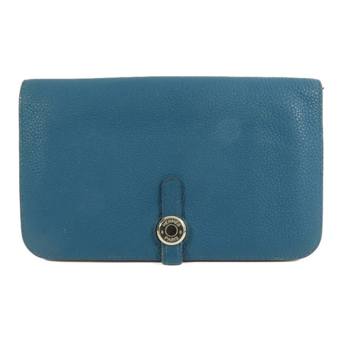 HERMES Clemence皮革Dogon Wallet銀扣長錢包Colvert