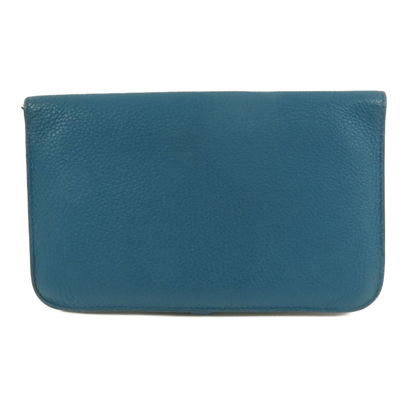 HERMES Clemence皮革Dogon Wallet銀扣長錢包Colvert-1