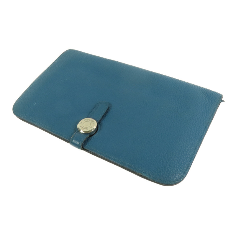 HERMES Clemence皮革Dogon Wallet銀扣長錢包Colvert-2