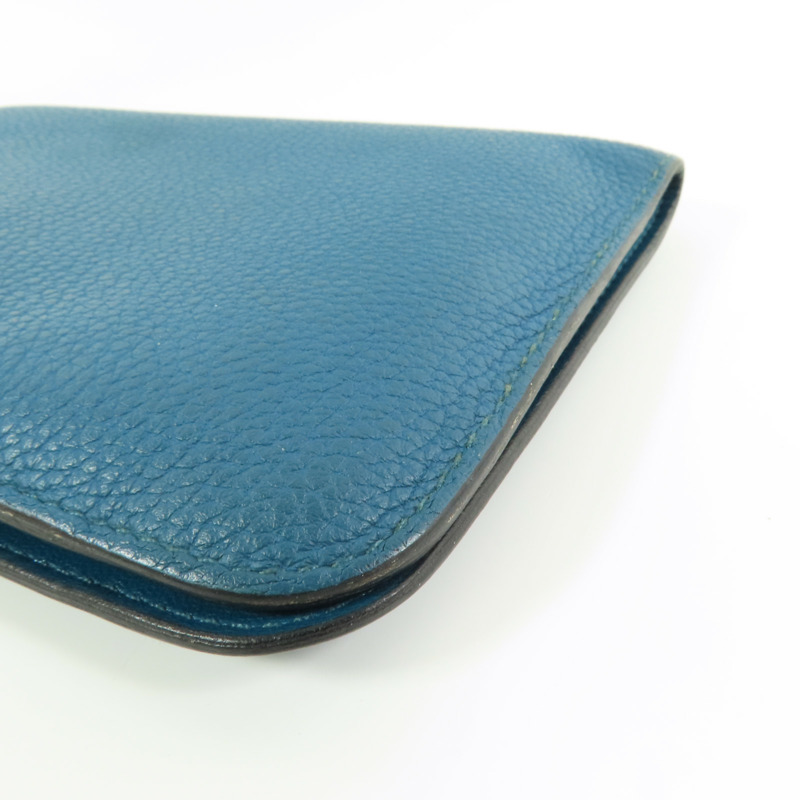 HERMES Clemence皮革Dogon Wallet銀扣長錢包Colvert-7