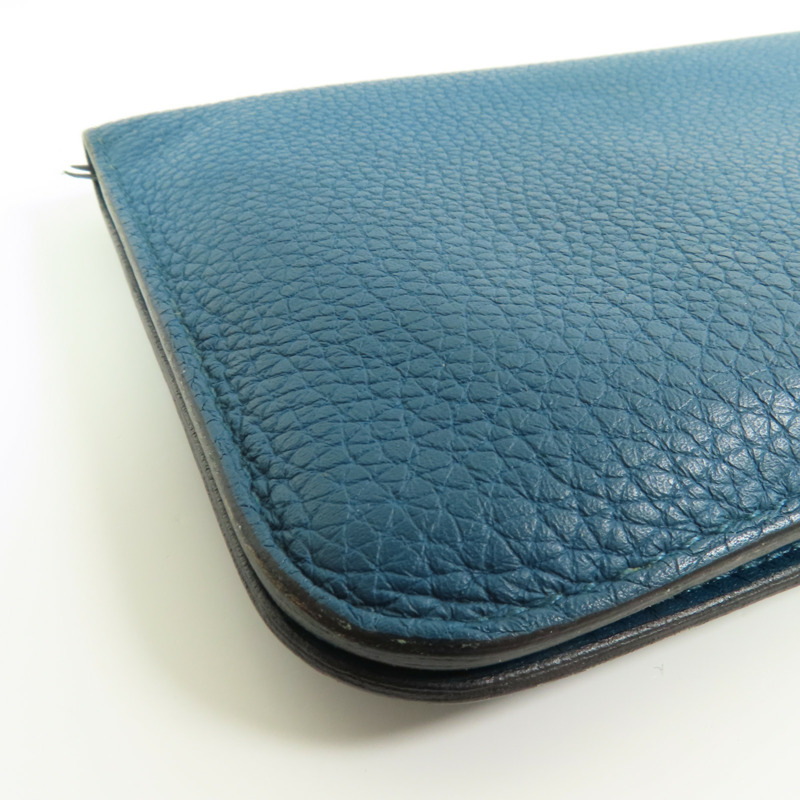 HERMES Clemence皮革Dogon Wallet銀扣長錢包Colvert-8