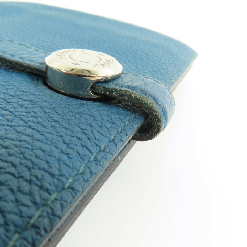 HERMES Clemence皮革Dogon Wallet銀扣長錢包Colvert-11
