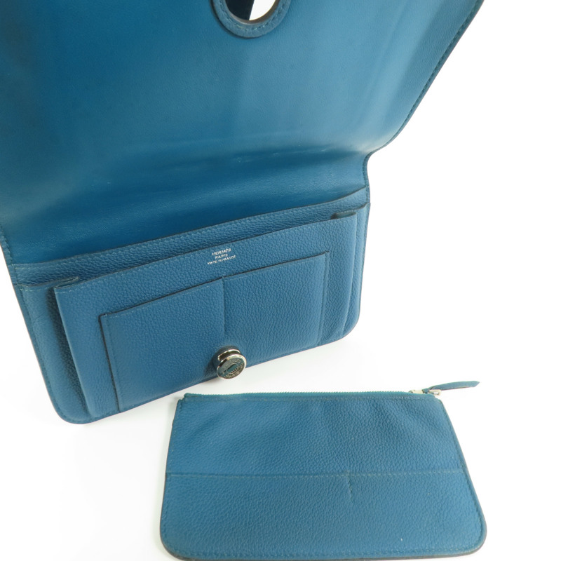 HERMES Clemence皮革Dogon Wallet銀扣長錢包Colvert-12