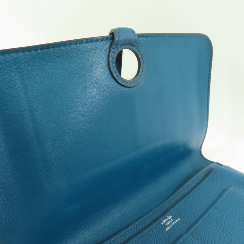 HERMES Clemence皮革Dogon Wallet銀扣長錢包Colvert-13