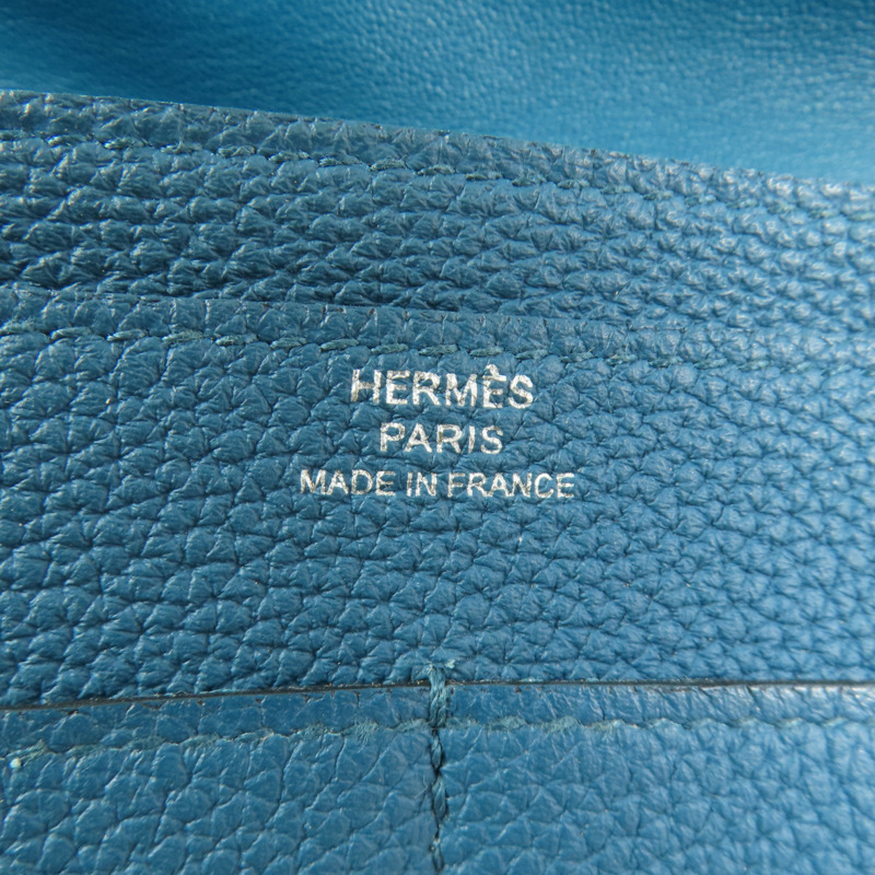 HERMES Clemence皮革Dogon Wallet銀扣長錢包Colvert-17