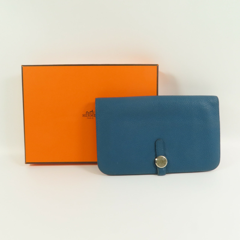 HERMES Clemence皮革Dogon Wallet銀扣長錢包Colvert-20