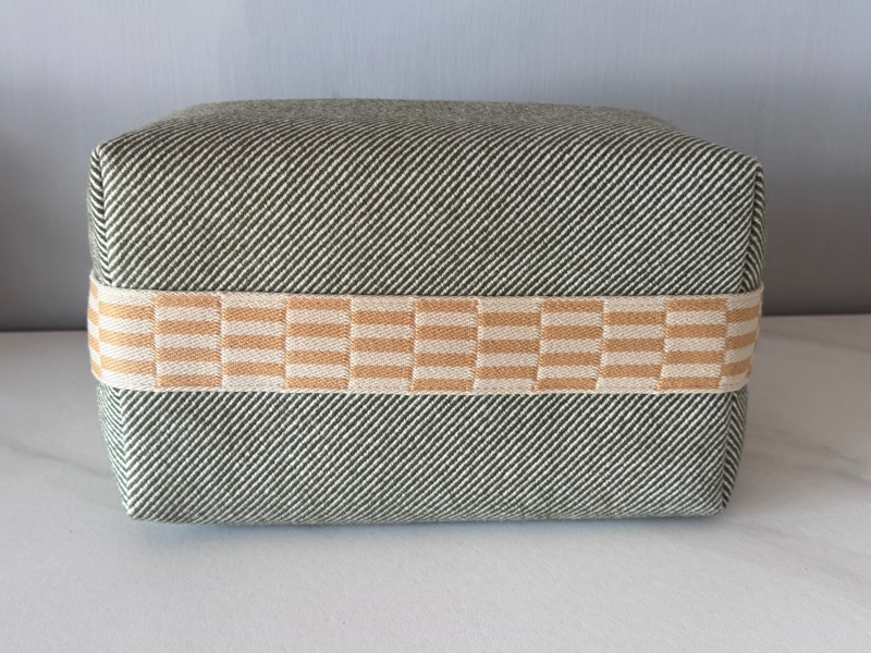 Hermes 愛馬仕 新款Bride a brac 綠色編織手柄帆布 餐盒包 便當包 化妝包 洗漱包 大號-3