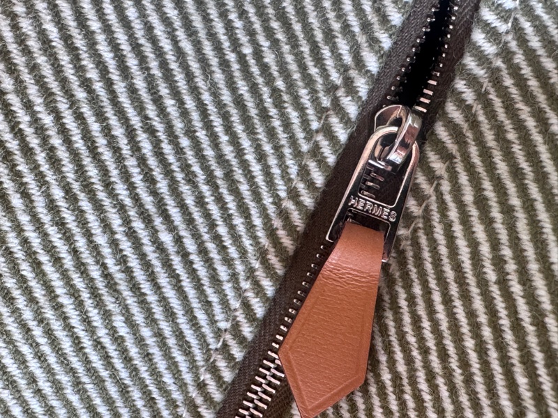 Hermes 愛馬仕 新款Bride a brac 綠色編織手柄帆布 餐盒包 便當包 化妝包 洗漱包 大號-9