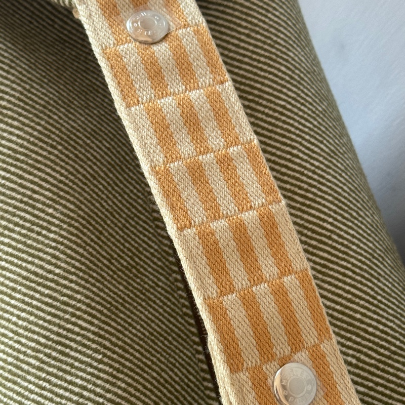 Hermes 愛馬仕 新款Bride a brac 綠色編織手柄帆布 餐盒包 便當包 化妝包 洗漱包 大號-11