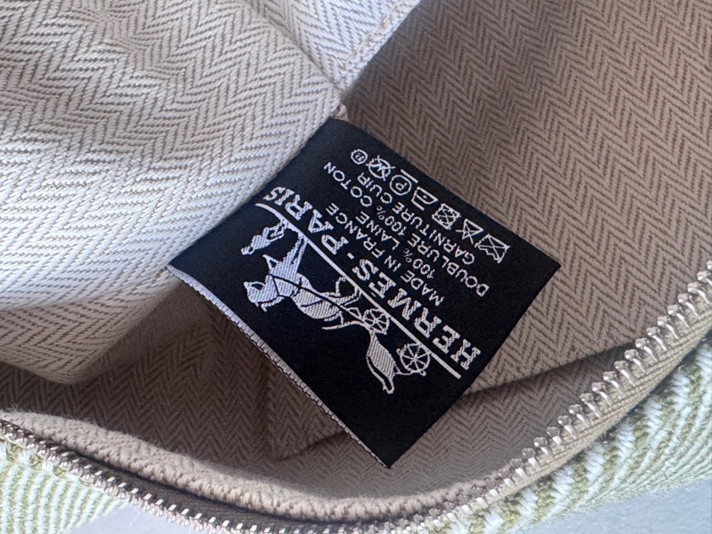 Hermes 愛馬仕 新款Bride a brac 綠色編織手柄帆布 餐盒包 便當包 化妝包 洗漱包 大號-12