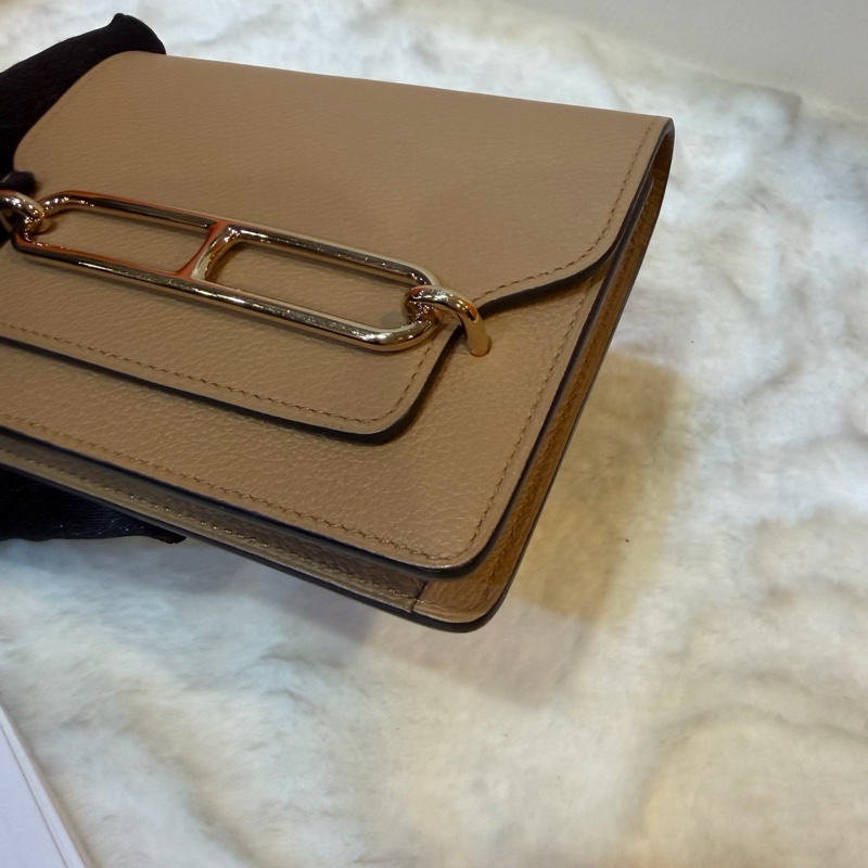 愛馬仕/Hermes U刻 奶茶色 ec皮 豬鼻子 slim 錢包 12cm。-4