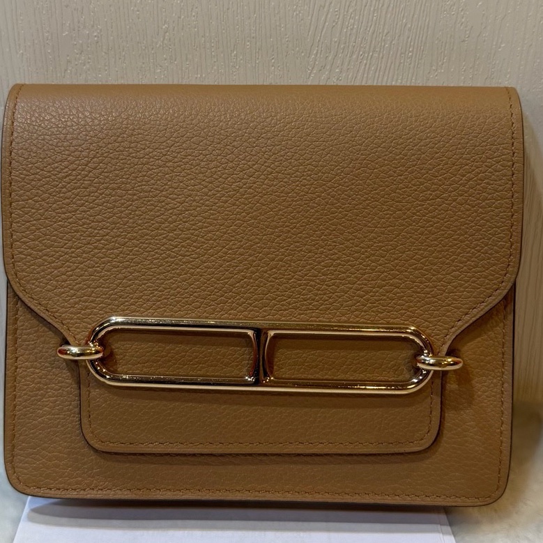 愛馬仕/Hermes U刻 奶茶色 ec皮 豬鼻子 slim 錢包 12cm。-9