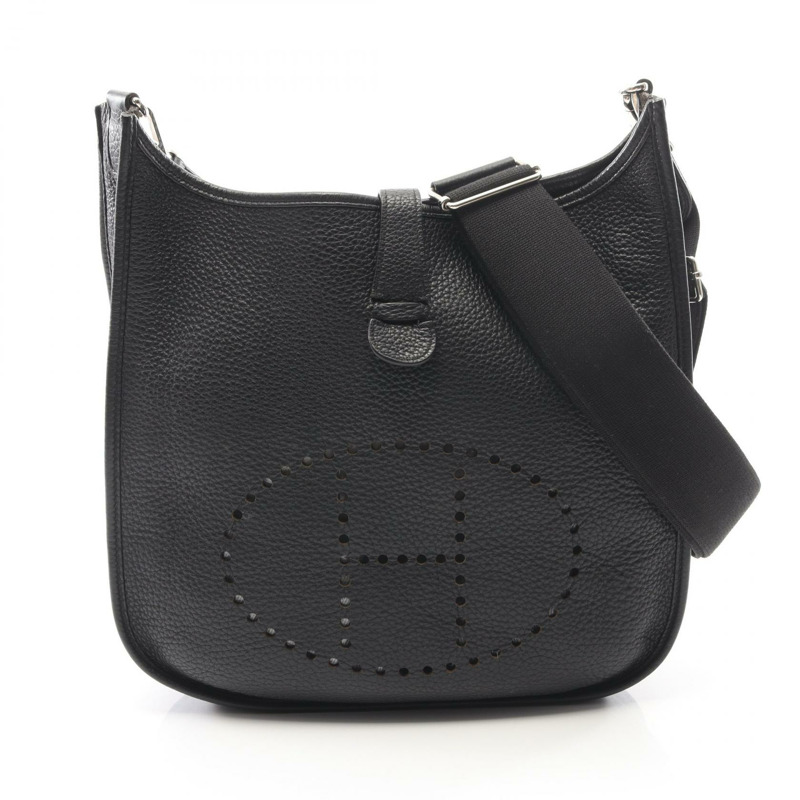 愛馬仕 Evelyne 3 III GM 肩挎包,Clemence 皮革,黑色,SHW,二手-0