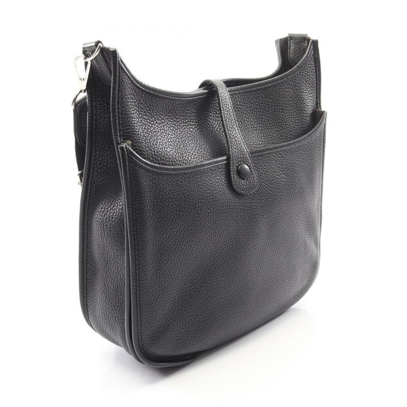 愛馬仕 Evelyne 3 III GM 肩挎包,Clemence 皮革,黑色,SHW,二手-1