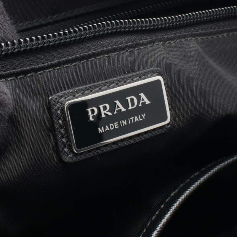 PRADA TESSUTO 雙肩包 2VG098 尼龍 Saffiano 皮革 黑色 二手 男款-3