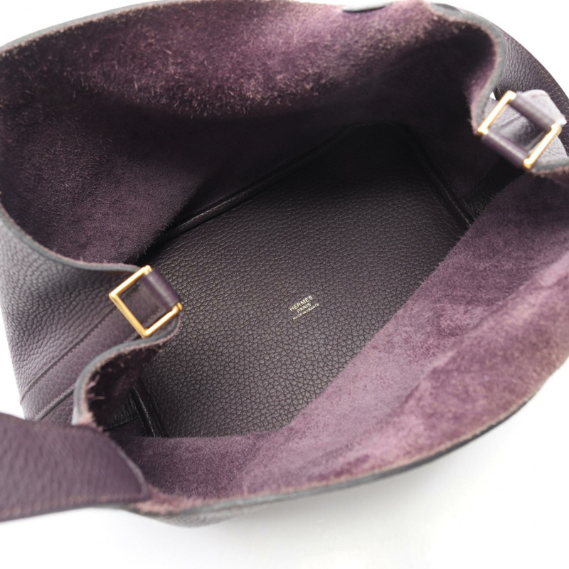 愛馬仕 Picotin Lock MM 手提包,Clemence 皮革,紫葡萄色,金色五金,二手-2