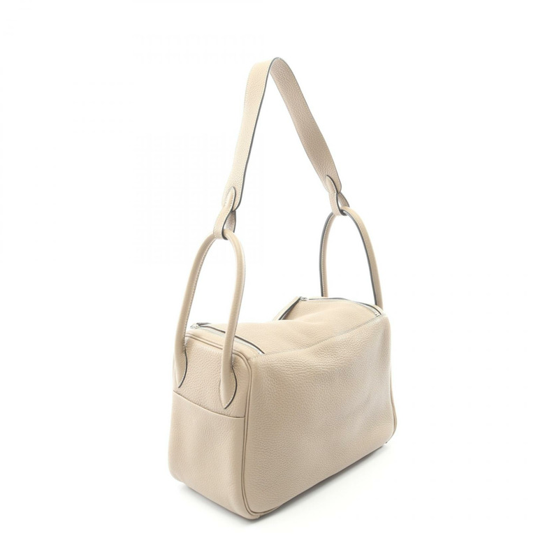 愛馬仕 Lindy 26 單肩手提包,Clemence 皮革,Gris tourterelle 灰色,銀色五金,二手,M碼-1