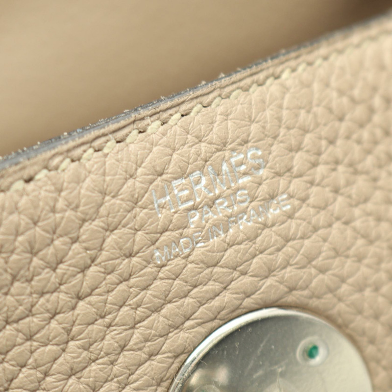 愛馬仕 Lindy 26 單肩手提包,Clemence 皮革,Gris tourterelle 灰色,銀色五金,二手,M碼-3