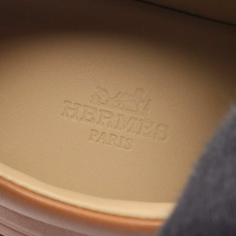 愛馬仕 Easy Sneakers 男士運動鞋 #40 皮革絨面革棕色二手-4