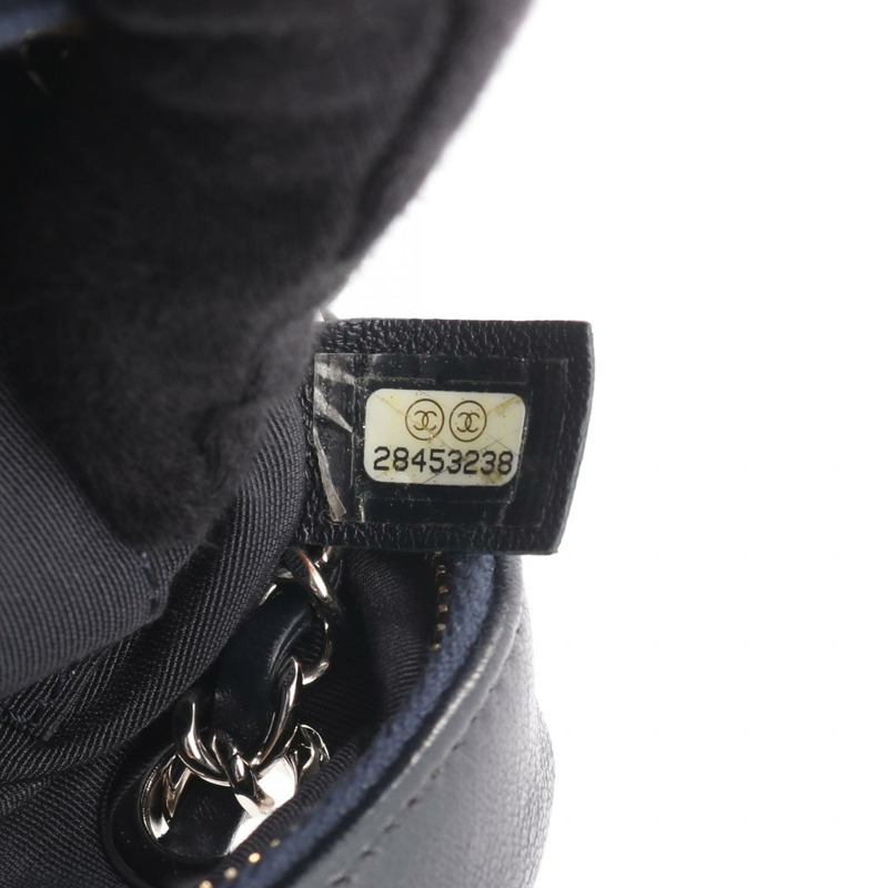 香奈兒 (CHANEL) Matelasse 相機鏈條單肩包,海軍藍皮革,二手女士 CC Coco-4