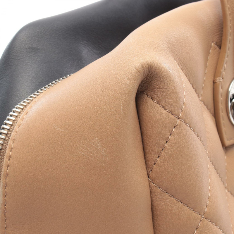 香奈兒 (CHANEL) Matelasse 雙色鏈條肩背包,黑色/米色皮革,二手女士款,帶五金配件-7