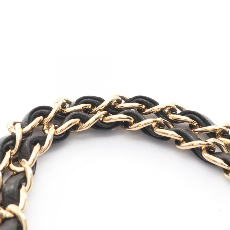 香奈兒 (CHANEL) Matelasse W 翻蓋鏈條單肩背包,羊皮材質,黑色,二手,金色五金,CC-5