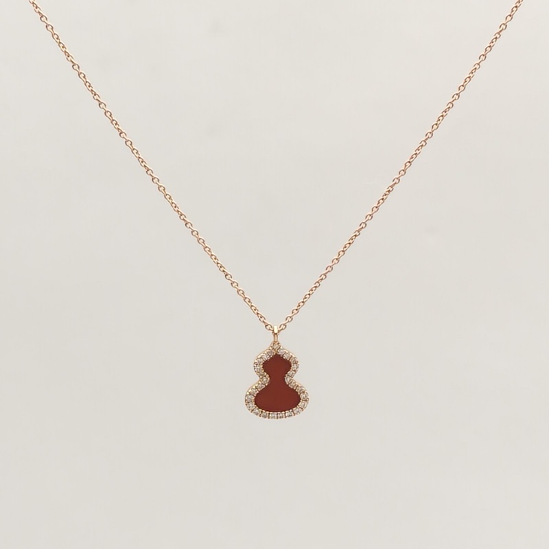 Qeelin PetiteWulu紅瑪瑙項鏈18K玫瑰金/鑽石項鏈-1