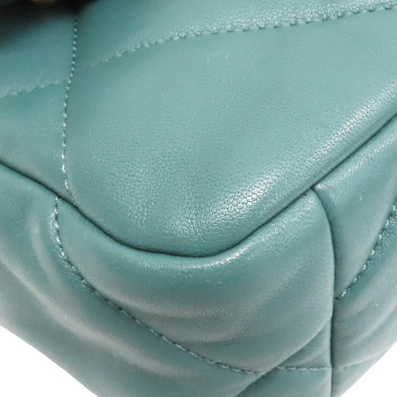 綠色 菱格紋 羊皮 Chanel 19 肩背包 金釦【CHANEL 香奈兒】 AS1160-8
