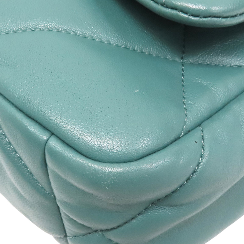 綠色 菱格紋 羊皮 Chanel 19 肩背包 金釦【CHANEL 香奈兒】 AS1160-9