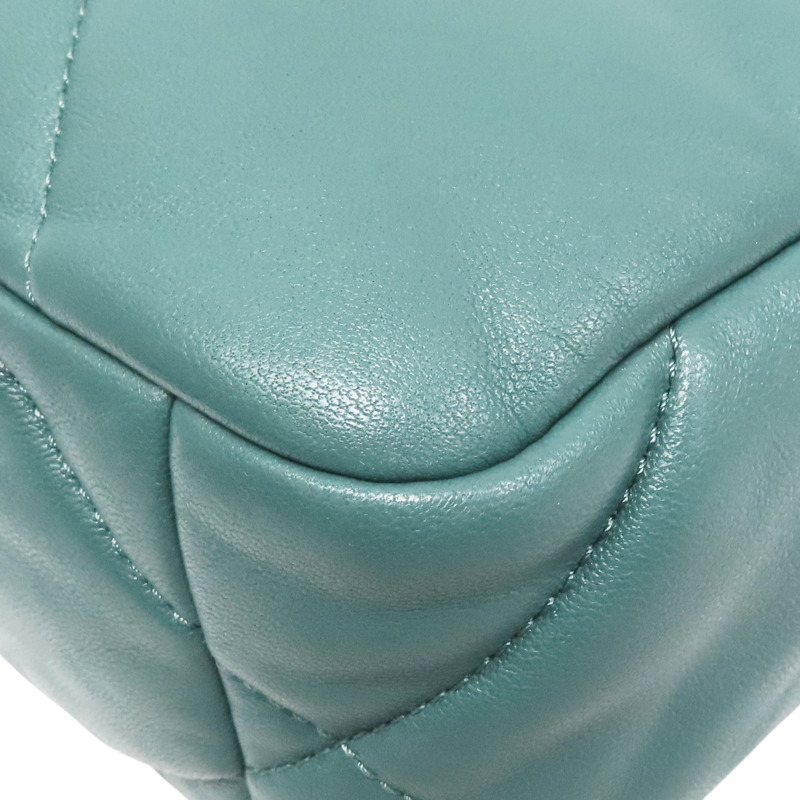 綠色 菱格紋 羊皮 Chanel 19 肩背包 金釦【CHANEL 香奈兒】 AS1160-11