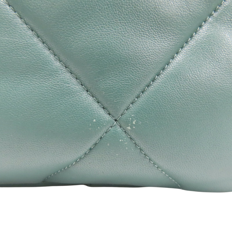 綠色 菱格紋 羊皮 Chanel 19 肩背包 金釦【CHANEL 香奈兒】 AS1160-12