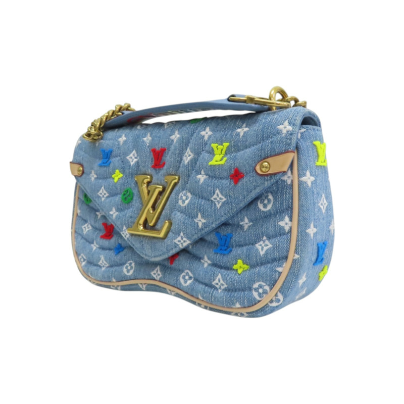藍色 單寧布 多色原花 New Wave Chain 兩用包【LOUIS VUITTON LV 路易威登】 M53692-2